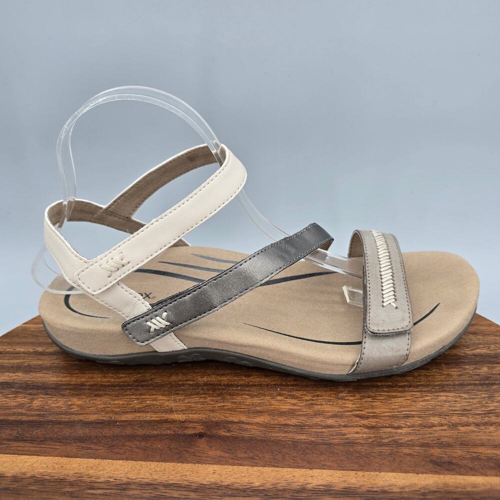Aetrex Gabby Sandals Womens 10.5 M Metallic Strappy Adjustable Orthotic Comfort